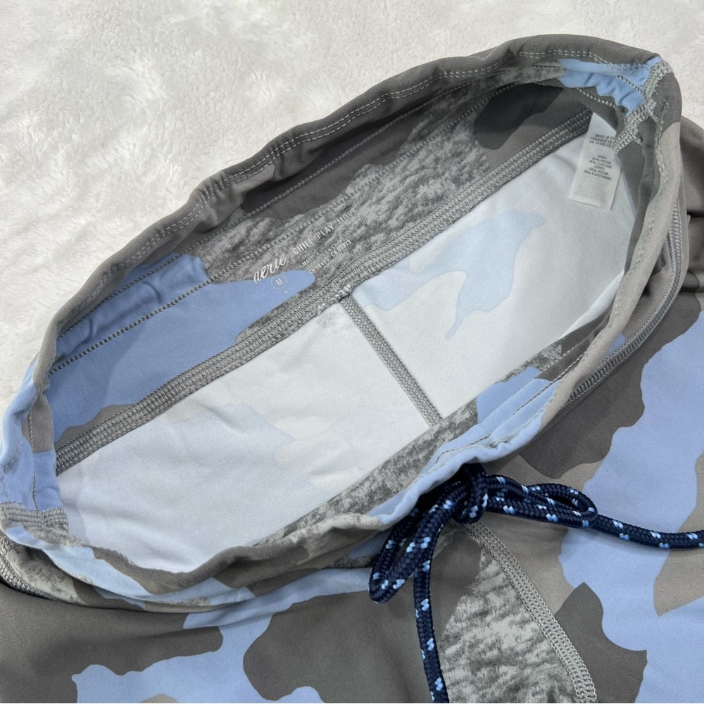 aerie Camo Leggings Drawstring Chill Play Move Gym Workout Gray Blue Medium M - Picture 9 of 15